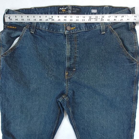 Ariat M4 Jeans Mens 42x36 (42x33) Blue Denim Relaxed Boot Cut Western Rodeo - Picture 6 of 10